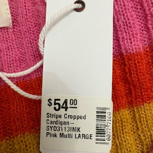 NWT Dee Elly Women’s Multi Color Striped Cropped Cardigan Sweater | Size L - Picture 8 of 12